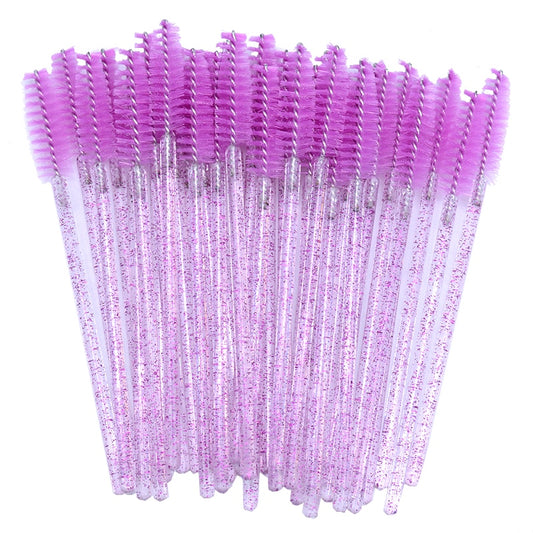 Disposable Eyelash Mascara Wands Spoolies 50PCS - Purple